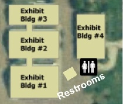 Map of the exhibit buildings at the Gallatin County Fair Grounds