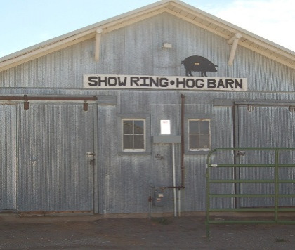 Outside view of the hog barn